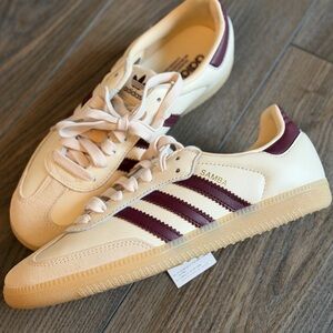 Adidas Samba Cream and Maroon Shoes Women’s 7.5